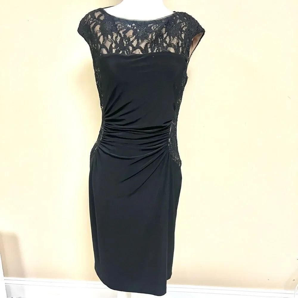 Lauren Ralph Lauren Black Lace Midi Dress